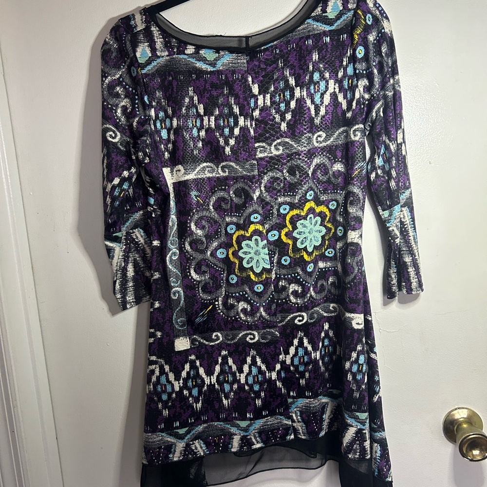 Chic Purple Patterned Tunic Top - image 6